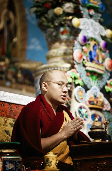 Der Gyalwa Karmapa Unterricht Tergar Kloster Bodhgaya Stockbild