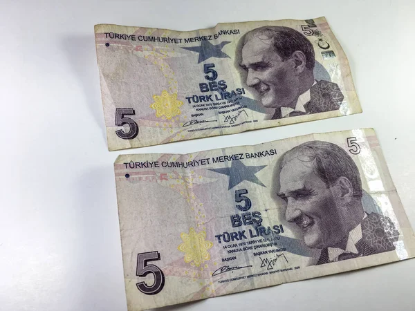 Banknoten Der Türkischen Lira Auf Weißem Hintergrund — Stockfoto