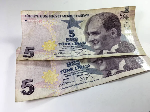 Banknoten Der Türkischen Lira Auf Weißem Hintergrund — Stockfoto