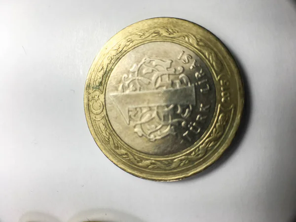 Primer Plano Moneda Lira Turca Como Fondo —  Fotos de Stock