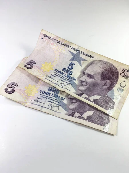 Banknoten Der Türkischen Lira Auf Weißem Hintergrund — Stockfoto