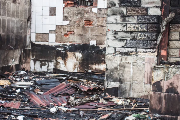 Abgebranntes Haus Kein Dach — Stockfoto