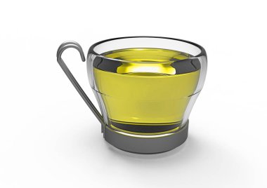 Beyaz arka planda izole edilmiş bir fincan çay.