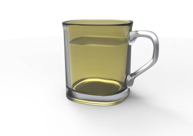 Beyaz arka planda izole edilmiş bir fincan çay.