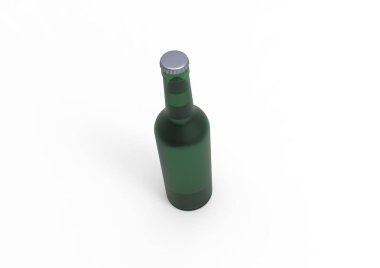 Yeşil bira şişesi beyaz arkaplanda izole