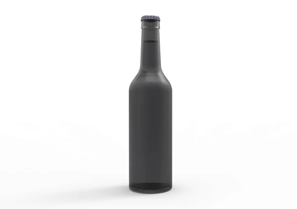 Bouteille Bière Noire Isolée Sur Fond Blanc — Photo