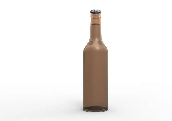 Botella Cerveza Marrón Aislada Sobre Fondo Blanco — Foto de Stock