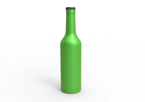 Botella Cerveza Verde Aislada Sobre Fondo Blanco —  Fotos de Stock