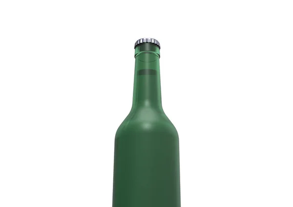 Frasco Cerveja Verde Isolado Sobre Fundo Branco — Fotografia de Stock