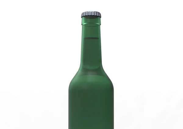 Frasco Cerveja Verde Isolado Sobre Fundo Branco — Fotografia de Stock