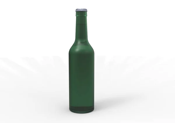 Frasco Cerveja Verde Isolado Sobre Fundo Branco — Fotografia de Stock