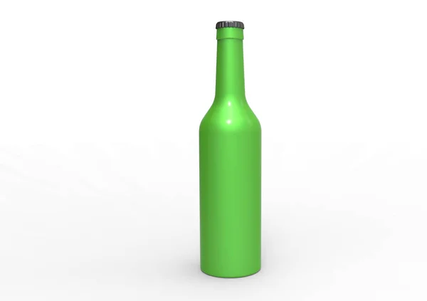 Frasco Cerveja Verde Isolado Sobre Fundo Branco — Fotografia de Stock