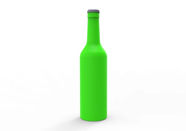 Groene Bierfles Geïsoleerd Witte Achtergrond — Stockfoto