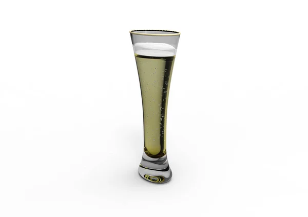 Vetro Birra Isolato Sfondo Bianco — Foto Stock