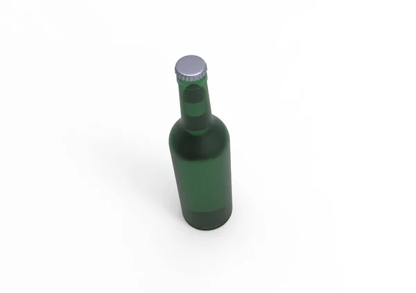 Пляшка Зеленого Пива Ізольована Білому Тлі — стокове фото