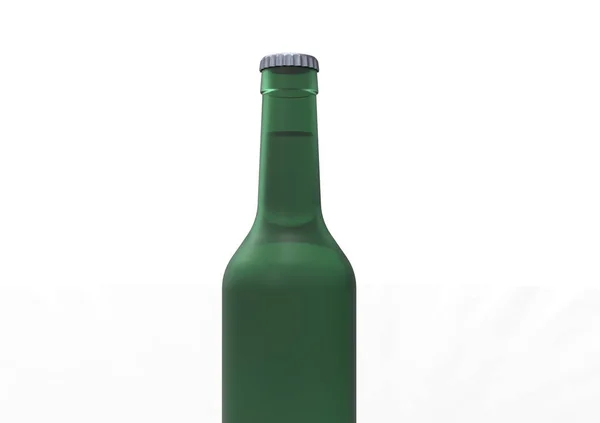 Frasco Cerveja Verde Isolado Sobre Fundo Branco — Fotografia de Stock