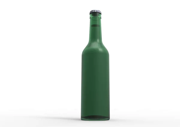 Frasco Cerveja Verde Isolado Sobre Fundo Branco — Fotografia de Stock