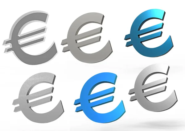 Farbe Euro Symbol Isoliert Auf Weißem Hintergrund — Stockfoto