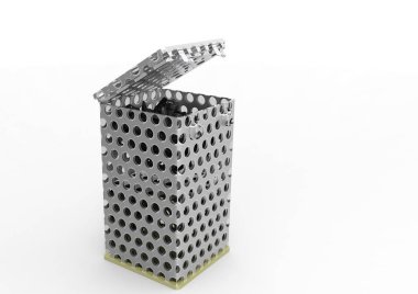 Metal kutu beyaz arkaplanda izole edildi