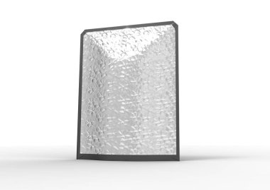 boş folyo yiyecek veya içecek çanta ambalaj Vana ve üzerinde beyaz izole mühür