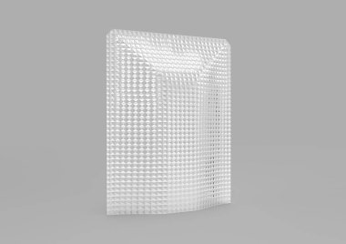 boş folyo yiyecek veya içecek çanta ambalaj Vana ve üzerinde beyaz izole mühür