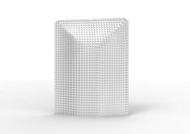 boş folyo yiyecek veya içecek çanta ambalaj Vana ve üzerinde beyaz izole mühür