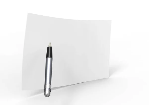 Pencil Note Paper Isolated White Background — Stock Photo, Image