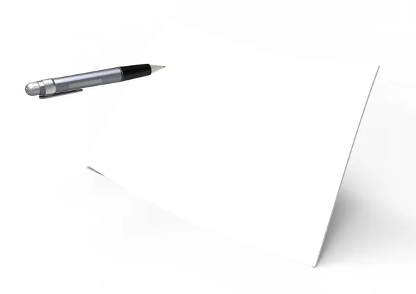 Bleistift Und Notizpapier Isoliert Auf Weißem Hintergrund — Stockfoto
