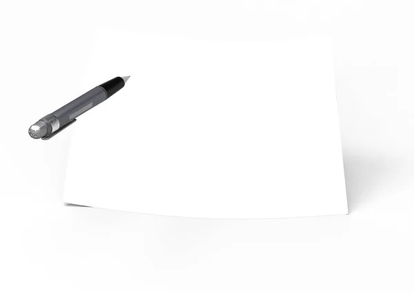 Олівець Нотатка Паперу Ізольовані Білому Тлі — стокове фото