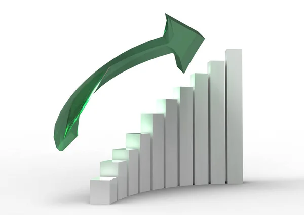 Rising Arrow Bar Graph City — Stock Photo, Image