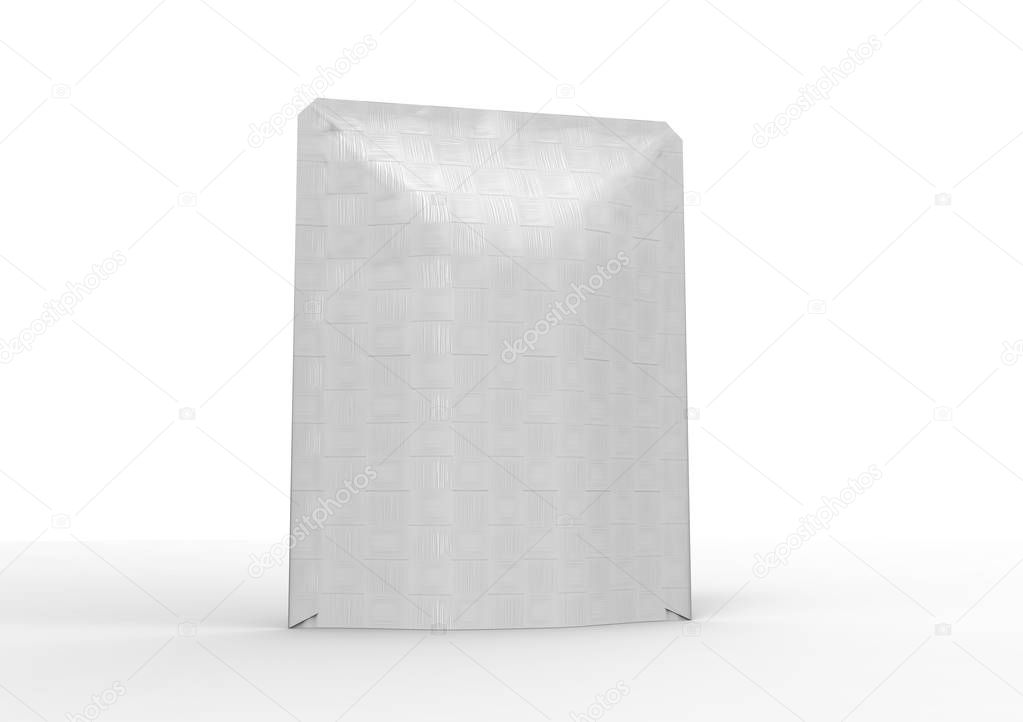 Blank Foil Food Or Drink Bag Packaging with valve and seal isolated on white