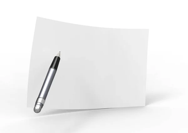 Олівець Нотатка Паперу Ізольовані Білому Тлі — стокове фото