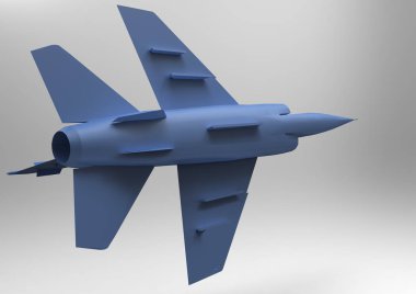 Beyaz arka plan üzerinde uçan avcı uçağı