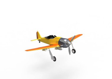 3D uçan avcı uçağı beyaz bir arka plan üzerinde izole