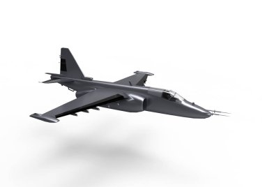 3D uçan avcı uçağı beyaz bir arka plan üzerinde izole