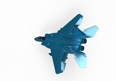 Beyaz arka plan üzerinde uçan avcı uçağı