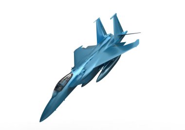 Beyaz arka plan üzerinde uçan avcı uçağı