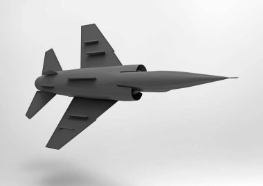 Beyaz arka plan üzerinde uçan avcı uçağı