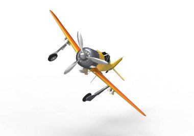 3D uçan avcı uçağı beyaz bir arka plan üzerinde izole