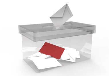 beyaz bir arka plan üzerinde 3D oy sandığı