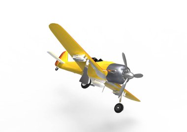 3D uçan avcı uçağı beyaz bir arka plan üzerinde izole