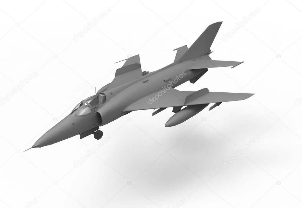 Flying Fighter Plane on white background