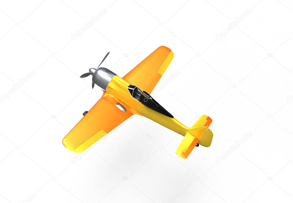 3D Flying Fighter Plane isolated on a white background