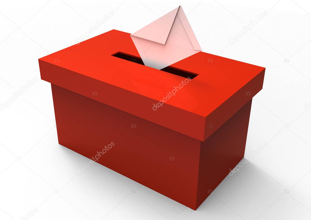 3D Ballot box on a white background