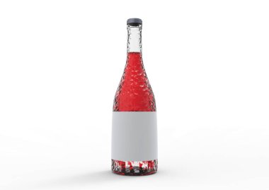 Beyaz arka planda izole edilmiş şarap şişesi