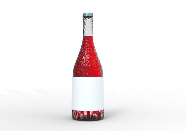Beyaz arka planda izole edilmiş şarap şişesi