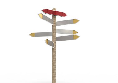 yön işareti üzerinde izole beyaz arka plan