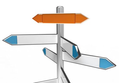 yön işareti üzerinde izole beyaz arka plan