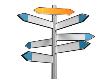yön işareti üzerinde izole beyaz arka plan