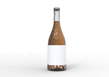 Beyaz arka planda izole edilmiş şarap şişesi